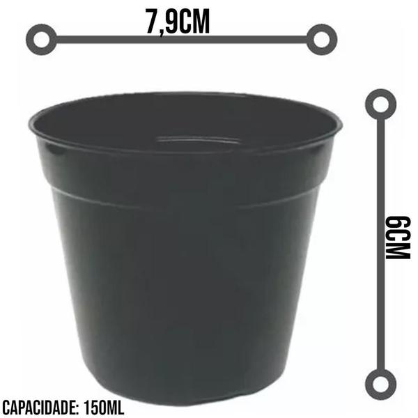 Imagem de 120 Mini Vasos Plástico N7 Preto Suculentas Cactos Atacado