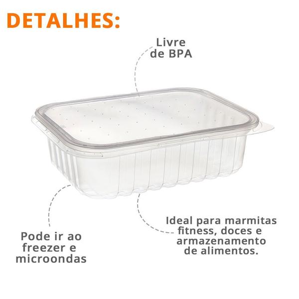 Imagem de 120 Pote Retangular Prafesta C/ Tampa 350ml Marmita Fitness