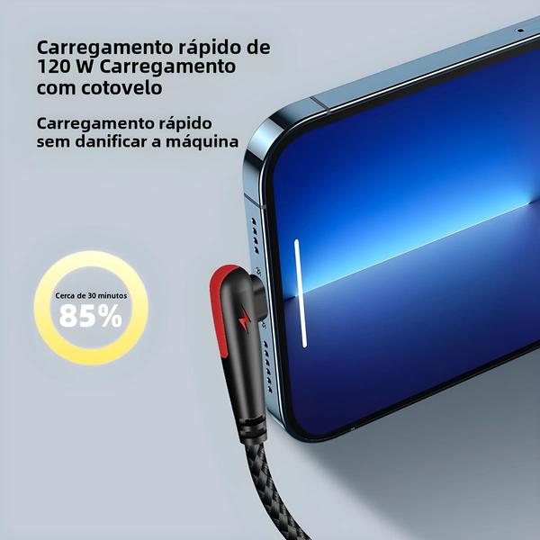 Imagem de 120W De Carregamento Rápido USB Para Cabo Tipo C Cotovelo De 90 Graus Para Telefones Huawei Mate 40