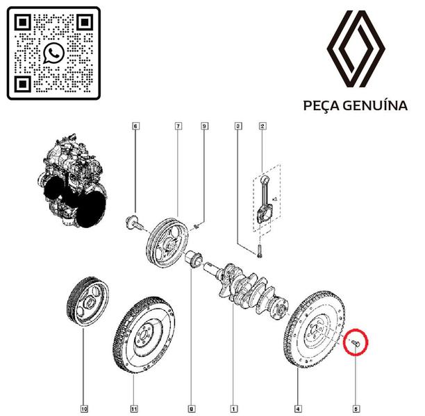 Imagem de 123150191r - parafuso do volante do motor - motor b4d 1.0 12v - 2016 em diante - kwid/logan ii/sandero ii