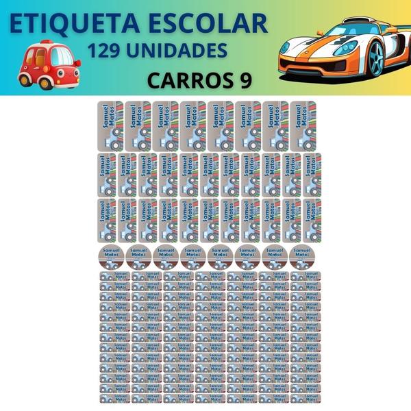 Imagem de 129 Etiquetas Escolares Personalizado Vinil Carros