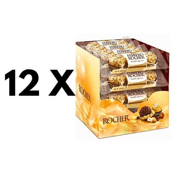 Imagem de 12cx De Chocolate c/ Avelã Ferrero Rocher C/ 48 Bombons Cada