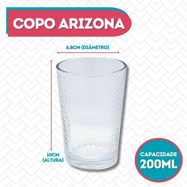 Imagem de 12Un Copos Arizona Baixo Transparente 200ML Vidro Resistente