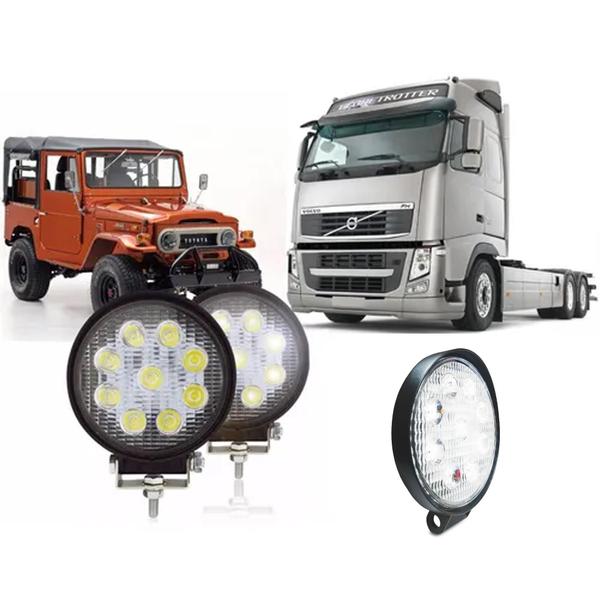 Imagem de 12Un Farol Milha Redondo 09 Led 27W 12/24V Caminhão Trator