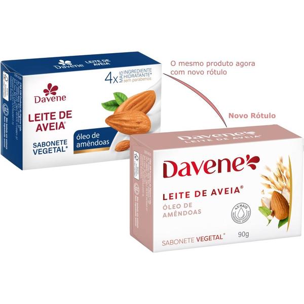 Imagem de 12UN Sabonete Vegetal Leite de Aveia Oleo Amendoas 90G Davene