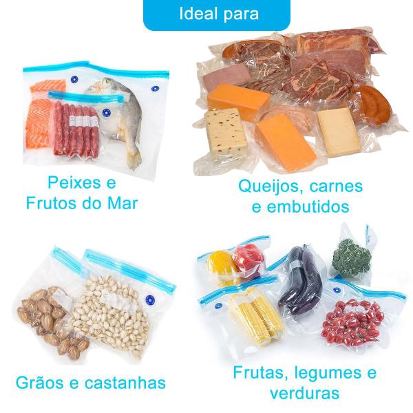 Imagem de 12un sacos vácuo organizador conserva alimentos embalagem M