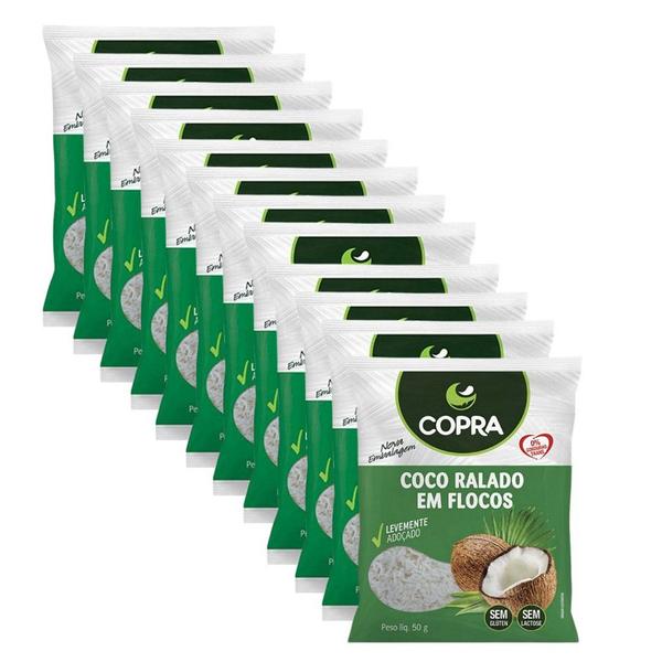 12uni Coco Ralado Flocado 50gr - Copra Imagem de 12uni Coco Ralado Flocado 50gr - Copra