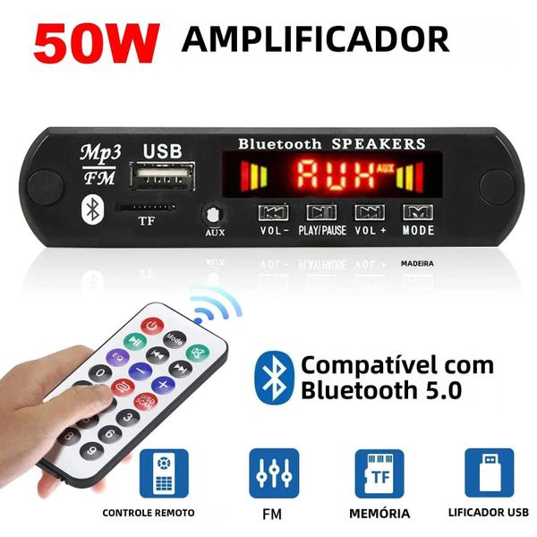 Imagem de 12v 120w Bluetooth 5.0 Amplificador De Carro Mp3 Wma Ape Decodificador Handsfree Usb Tf Fm Rádio