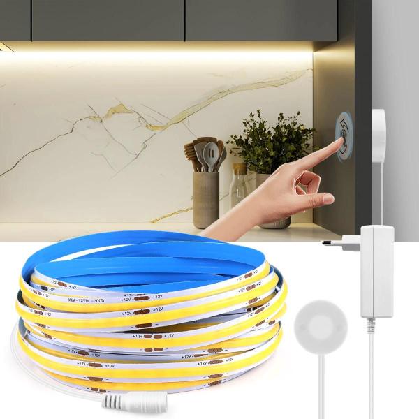 Imagem de 12V Flexível COB LED Strip Light 320 LEDs/M Touch Dimmer Hand Sweep Induction Quarto Cozinha