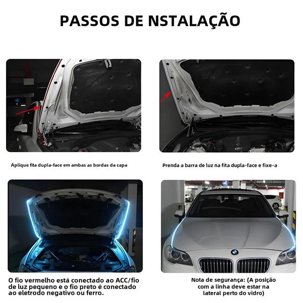 Imagem de 12v Led Luz De Circulação Diurna Para Capô De Carro Lâmpada Ambiente Decorativa Drl Guia De Motor