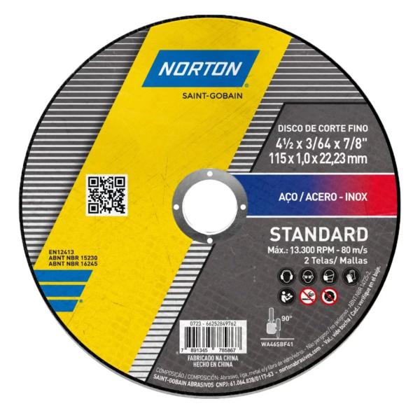 Imagem de 12x Disco De Corte 4.1/2 Polegadas x 1,0mm Standard Norton