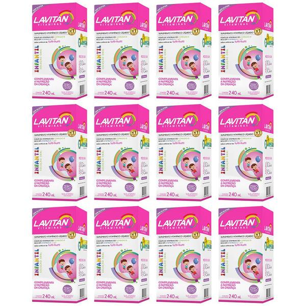 Imagem de 12x Lavitan infantil suplemento vitamínico mineral 240ml sabor tutti frutti cimed