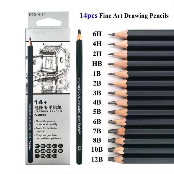 Imagem de 14 Lápis Desenho 2h-4h-6h-hb-1b-2b-3b-4b-5b-6b-7b-8b-10b-12b