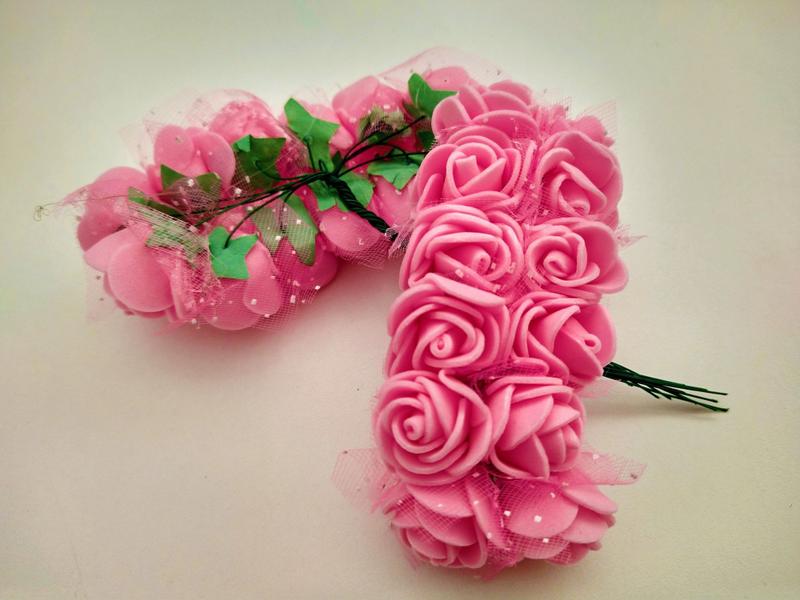 Imagem de 144 Mini Rosas De Eva Rosinha Artificial com 12 Buquês