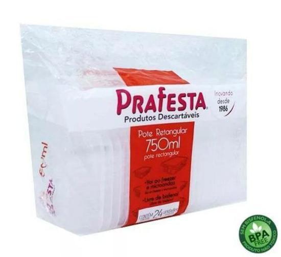 Imagem de 144 Pote Pp Retangular Tampa Freezer Micro 750Ml Prafesta