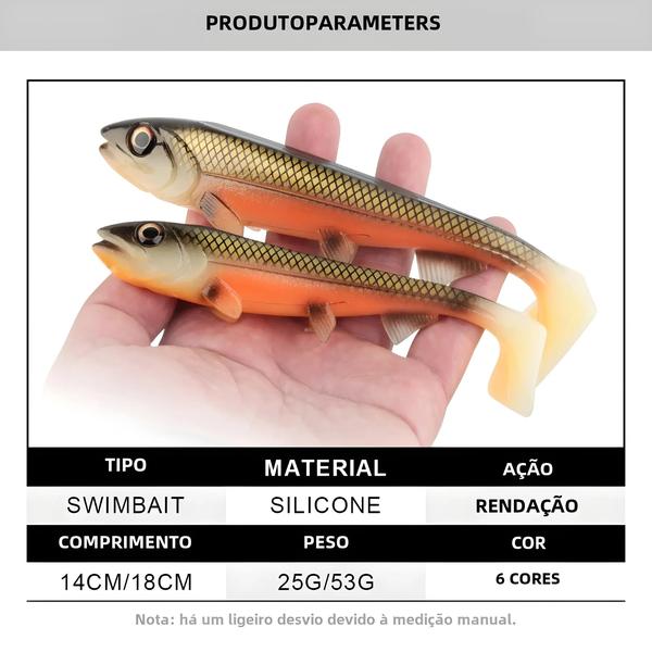 Imagem de 14cm 18cm Spinpoler Shad Pike Isca Cauda Quadrada Swimbait Isca Artificial Macia Para Pesca De