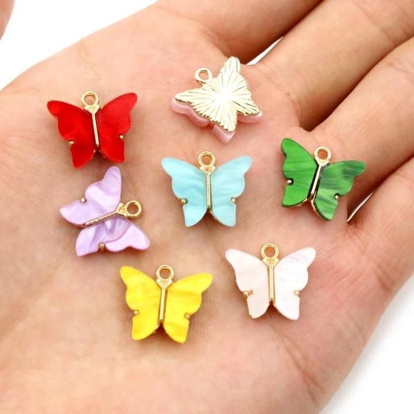 Imagem de 14x16mm Acrílico Borboleta Encantos Liga Pingente De Metal 10 Peças Para Colar Pulseira Diy Jóias