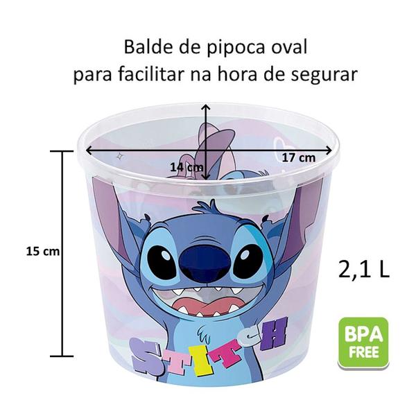 Imagem de 15 Baldes Pote de Pipoca Lilo Sittich 2L Sacolinha Surpresa de Aniversário Infantil