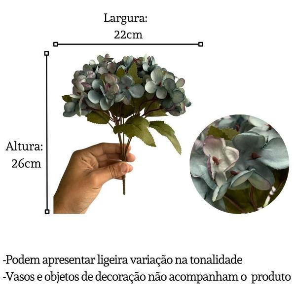 Imagem de 15 buques flor artificial mini hortênsia uso interno preço atacado arranjo decoração cesto guirlanda - DE1923