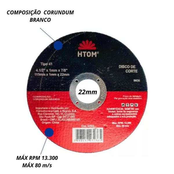 Imagem de 15 Discos De Corte 4 1/2 Inox Metal Fino 1mm Esmerilhadeira