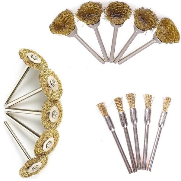 15 escovas de aço latão pincel caneta disco micro retifica - MIX E-COMMERCE Imagem de 15 escovas de aço latão pincel caneta disco micro retifica