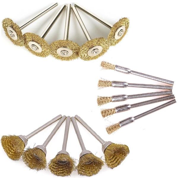15 escovas de aço latão pincel caneta disco micro retifica - MIX E-COMMERCE Imagem de 15 escovas de aço latão pincel caneta disco micro retifica