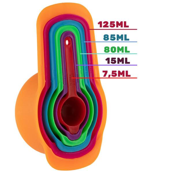 Imagem de 15 Formas P Pães Sortida Silicone e Medidora 6 Peças Cores