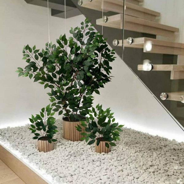 Imagem de 15 Hastes de planta artificial Fícus decorativo preço de atacado para sala banheiro cozinha - DE0224