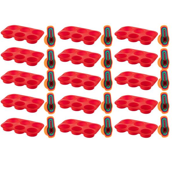 15 kit Forma Cupcake Sortida Silicone + Colher Medidora 6Pç - QUALITY HOUSE Imagem de 15 kit Forma Cupcake Sortida Silicone + Colher Medidora 6Pç