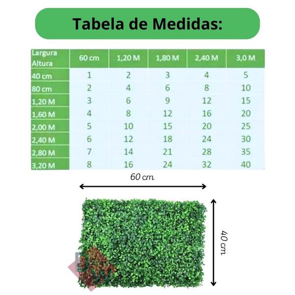 15 Placas Buchinho Artificial Painel Verde 60x40 Muro Inglês - Decor Artificial Imagem de 15 Placas Buchinho Artificial Painel Verde 60x40 Muro Inglês