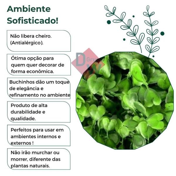 15 Placas Buchinho Artificial Painel Verde 60x40 Muro Inglês - Decor Artificial Imagem de 15 Placas Buchinho Artificial Painel Verde 60x40 Muro Inglês