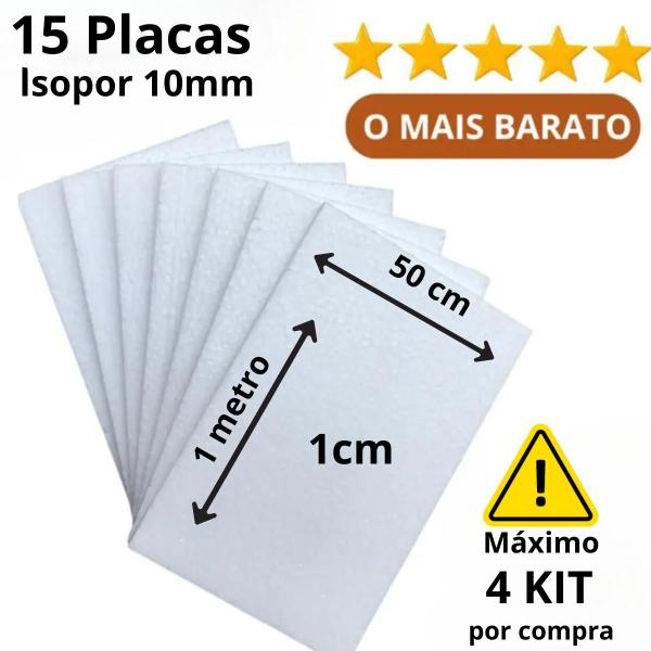 Imagem de 15 Placas de Isopor 10mm 100cm x 50cm x 1cm Forro - ECO ISO