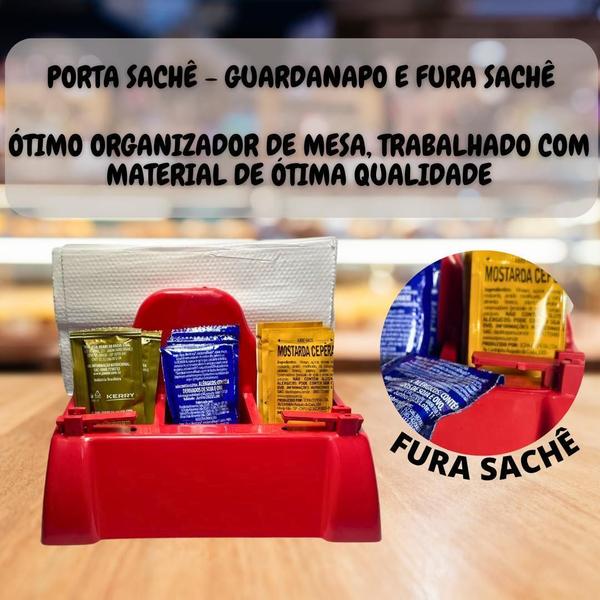 Imagem de 15 Porta Guardanapo Sachê Vermelho Com Furador Para Padarias