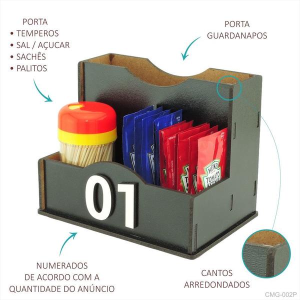 Imagem de 15 Porta Sachês Guardanapos Condimentos Galheteiro Balcão Padaria Preto