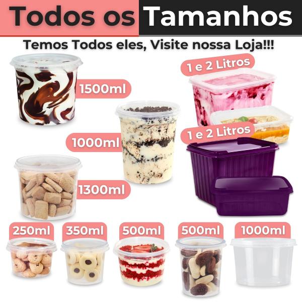 Imagem de 15 Potes de Plástico Redondo 500ml C/ Tampa Bolo de Pote Sorvete Açaí - BP Potes