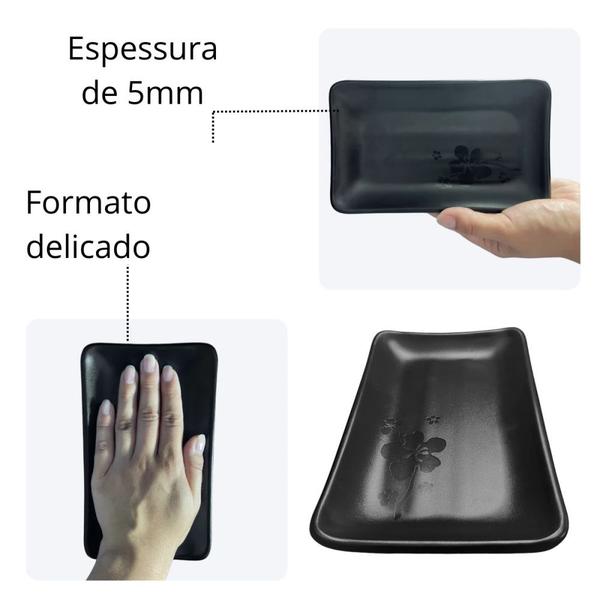 Imagem de 15 Travessas Prato Preto Petisco Sushi 18cm Melamina Premium  Bestfer 