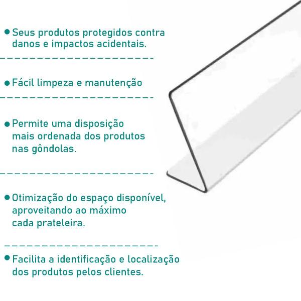 Imagem de 15 Unidades Cantoneira Aparador De Gôndola 70x5Cm Pvc 0,75mm