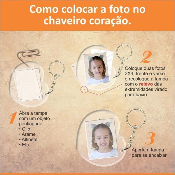 Imagem de 150 Chaveiro Coração 3X4 Acrílico Para Personalizar Revenda