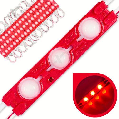 Imagem de 150 Modulo 7025 3led 1,7w 12v Lente 160º Injetado Vermelho