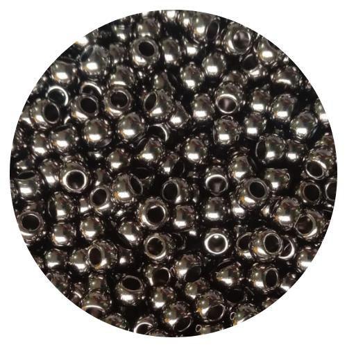 Imagem de 150 pçs entremeio bola lisa 8mm c/ passante 4mm cinza chumbo p/ bijuterias e artesanatos em geral