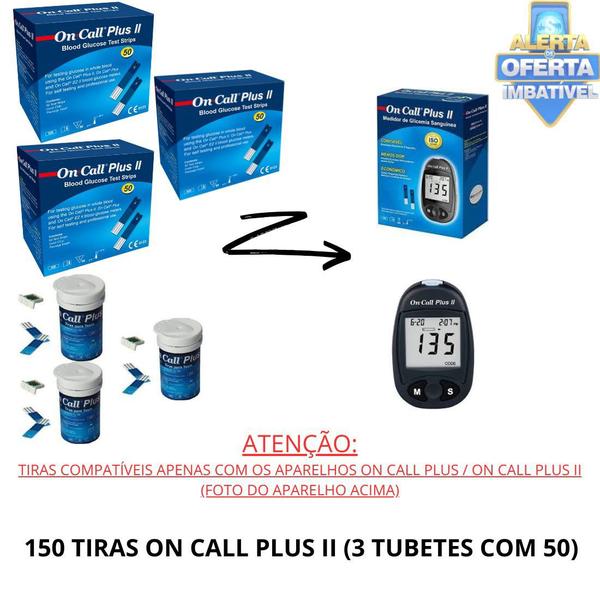 Imagem de 150 Tiras para Medição de Glicose (3 TUBETES) - On Call Plus 2