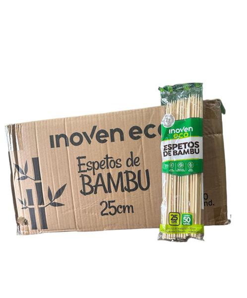 Imagem de 1500 un espeto palito bambu 25 cm vareta churrasco