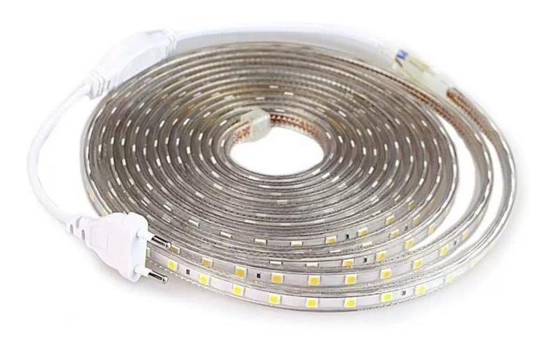 Imagem de 15M Mangueira Fita de LED 5050 Branco Quente Alto Brilho 220v/C-Fonte