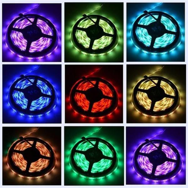 Imagem de 15m Rgb Decorativo Linght Mudar Cor Com Controle Remoto + fonte 3 amp