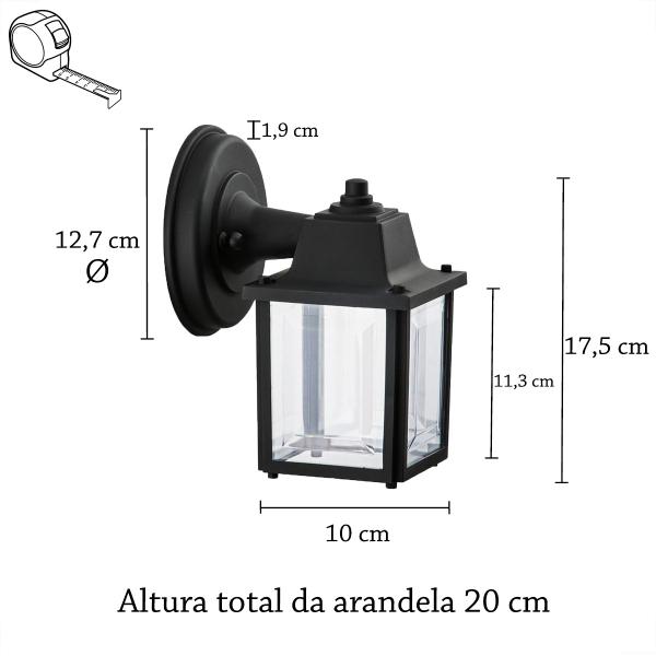 Imagem de 16 Arandela Externa Termoplastico Retro Sacada Preto Alz17