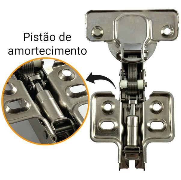 Imagem de 16 Dobradiças com amortecedor 35mm reta 8 pacotes para porta