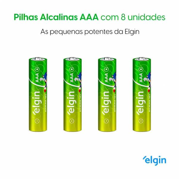 Imagem de 16 Pilhas Baterias Aaa Palito Alcalina Elgin 1 Cartela 1.5v