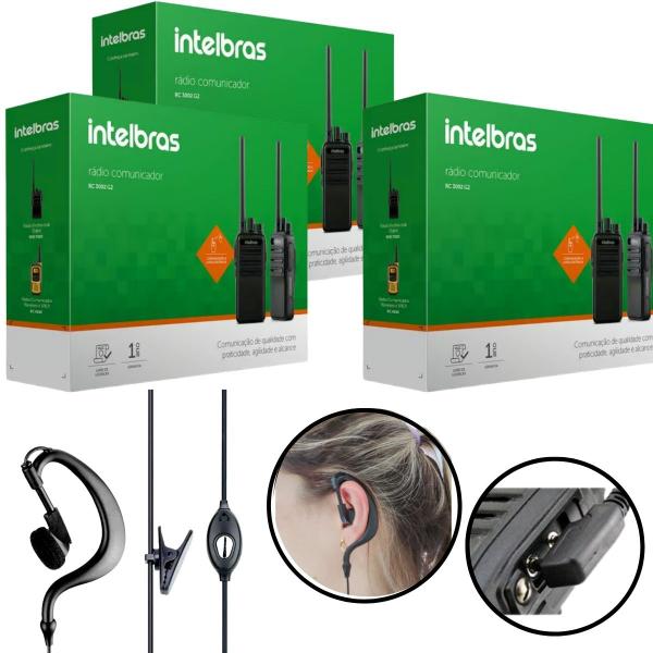 Imagem de 16 Rádio Intelbras RC3002 UHF Longo Alcance E Fones de Ouvido PTT