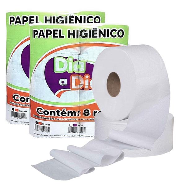 Imagem de 16 Rolos Papel Higiênico Branco Institucional Grande 300m