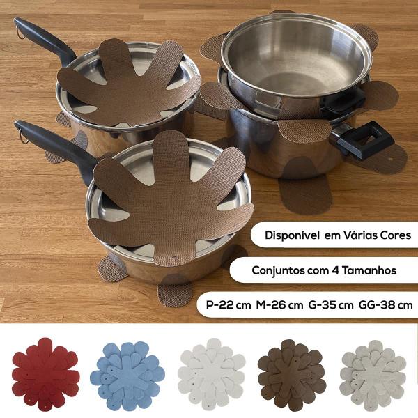 Imagem de 16 Suporte Térmico Para Panela e Pratos de Aço Inox, Porcelana, Cerâmica, Vidro e Madeira - Sisal Avelã - Protege Mesa